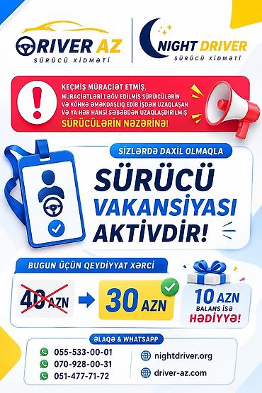 depozitsiz taksi işi: Taksi sürücüsü tələb olunur, Gündəlik ödəniş, Təcrübəsiz — 1