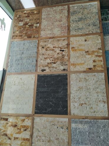 hamam ucun tulpan: Dekorativ təbii daş və mozaika panelləri - Fərqli tekstura və