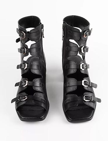 Босоножки, сандалии, шлепанцы: Женские Босоножки-Гладиаторы MAXI на каблуке, чёрные, натуральная — 3