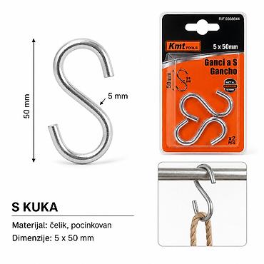 KMT Ravna glava S (S kuka) – set 2 kom Opis: Praktični S kukovi za