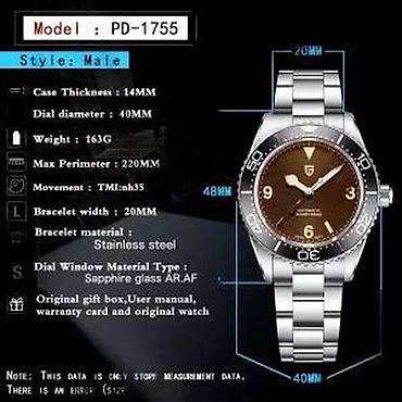 Ručni satovi: PAGANI DESIGN PD-1755 - 40mm - Braon Potpuno nov muški sat PAGANI — 14