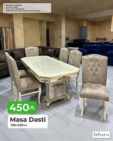 Masa dəsti – klassik üslub - Ölçü: 100×200 sm - Mexanizm: açılmayan -