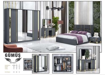 uşaq yataq: Двуспальная кровать, Шкаф, Трюмо, 2 тумбы, Турция, Новый