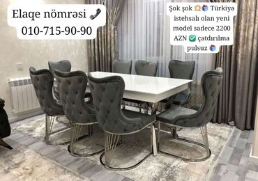 Masa və oturacaq dəstləri: Qonaq otağı üçün, Yeni, Açılan, Kvadrat masa, 6 stul