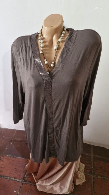 bluze za punije dame: 2XL (EU 44), Cotton, color - Brown