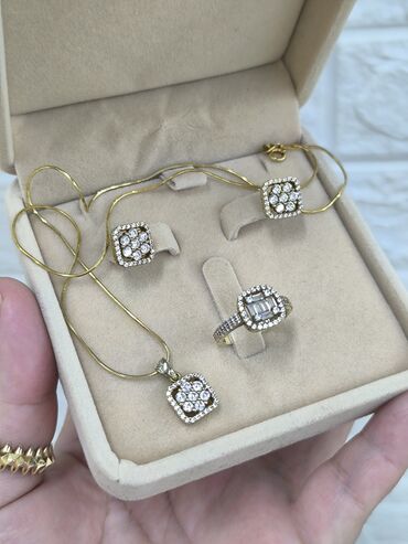 Наборы украшений: Комплект ювелирных украшений из серебра напыления жёлтое золото с — 5