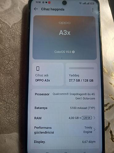 Mobil telefonlar: Oppo A3x, 128 GB, rəng - Qara, İki sim kartlı — 3