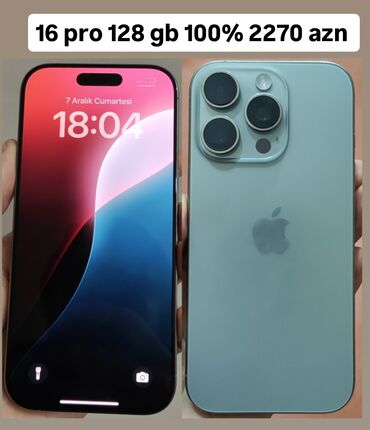 Apple iPhone: IPhone 16 Pro, 128 GB, Natural Titanium, Zəmanət