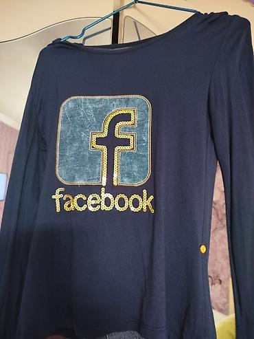 profil ucun kitab şəkilləri: Qadın uzunqollu köynək – Facebook loqolu - Rəng: tünd mavi - Ön — 1