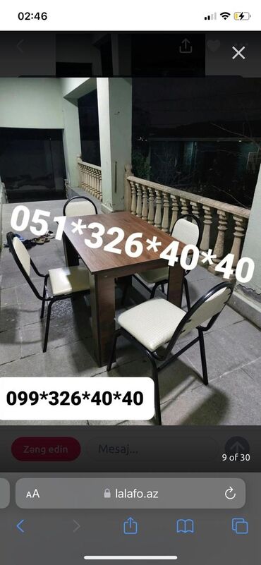 Masa və oturacaq dəstləri: Qonaq otağı üçün, Yeni, Dördbucaq masa, 4 stul — 20