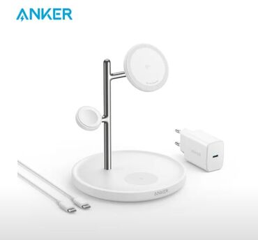 Mobil telefonlar üçün digər aksesuarlar: Anker MagGo Wireless Charging Station (3-in-1 Stand) MagSafe Uyumlu