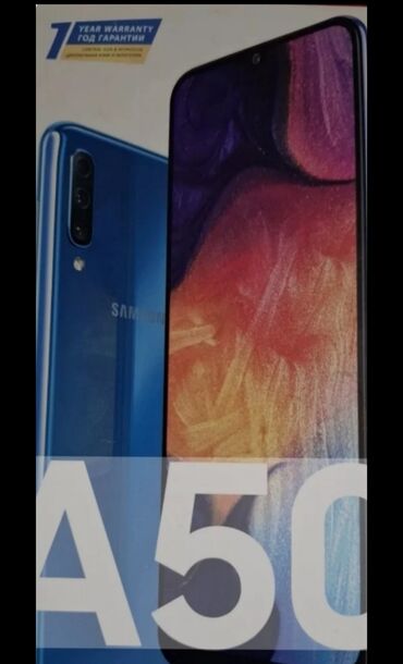 обмен телефон ош: Samsung A50s, Б/у, 128 ГБ, цвет - Голубой, 2 SIM