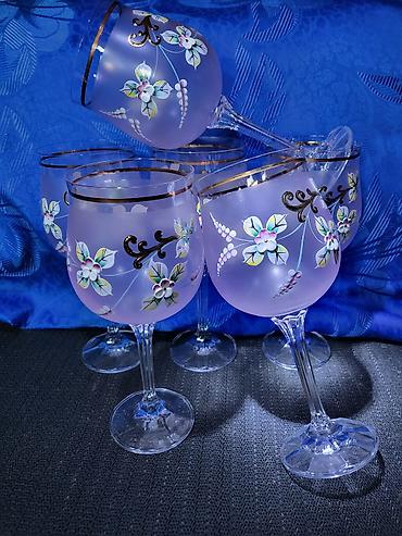 case za turski caj: Case nove bohemija kristal,rucni rad za vino iz 70ih godina.Model 2 — 1