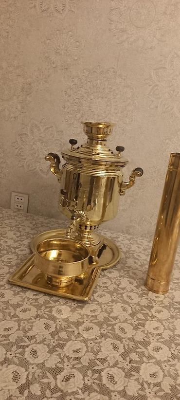 koz samovarı: Misin samovar dəsti – pirinç/gildən hazırlanmış klassik kömürlü — 3