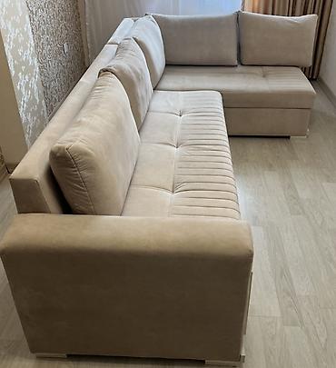 ofis divanları: Bej rəngli L formalı künc divan - Yumşaq, toxunuşa xoş — 1