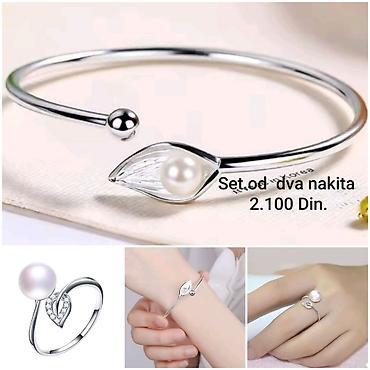 polovne stvari: Posrebreni set od dva nakita Srebrnasto-beli minimalistički dizajn sa — 2