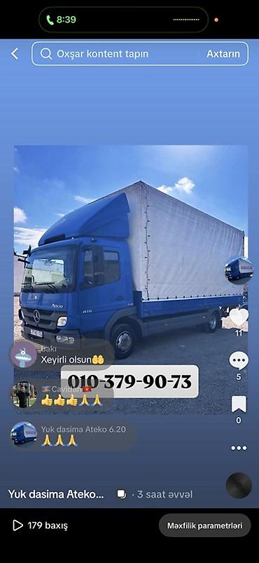 Автоуслуги: Yükdaşıma xidməti – tentli Mercedes yük maşını - Uzunluğu təqribən — 1