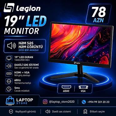 vga hdmi: 🖥️ Legion 19" LED Monitor – Cəmi 78 AZN! 🔥 ✅ Həm səs, həm görüntü – — 1