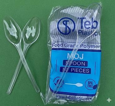 одна разки: Пластиковые ложки Teb Plastic - Одноразовые прозрачные ложки из — 1