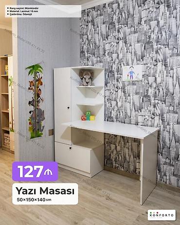 Ev və bağ: Künc masa, Stulsuz, Polkalı, Siyirməli, Sadə laminat — 1