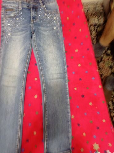утепленные джинсы на девочек: Джинсы и брюки, цвет - Синий, Б/у