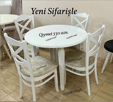 ders masa: Qonaq otağı üçün, Yeni, Açılmayan, Kvadrat masa, 4 stul — 5