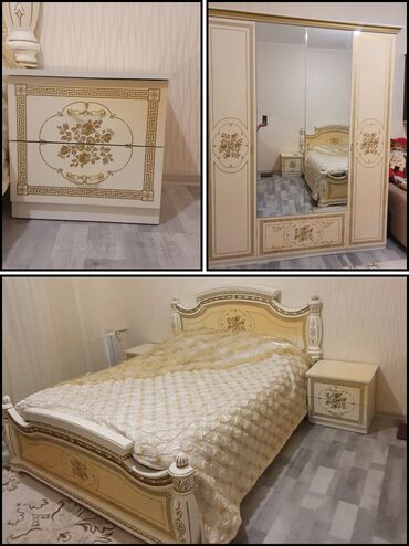 tek kravatlar: 2 односпальные кровати, Шкаф, Трюмо, 2 тумбы, Б/у