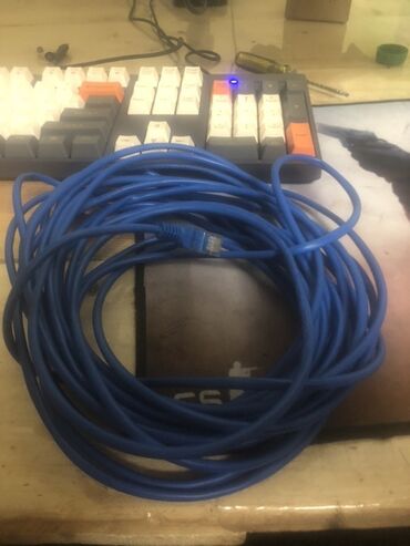 встраиваемая бытовая техника для кухни: Синий кабель Ethernet. Предназначен для подключения устройств к сети