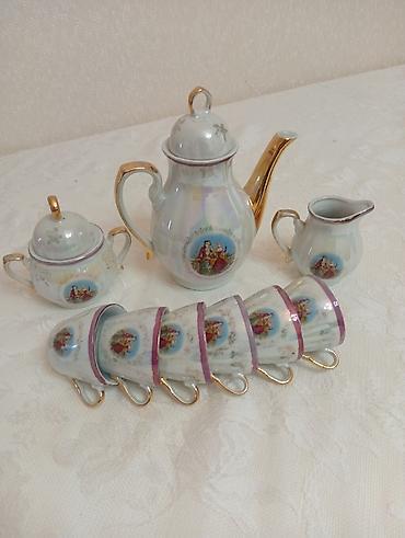 dekor qablar: Çay dəsti, rəng - Ağ, Farfor — 1