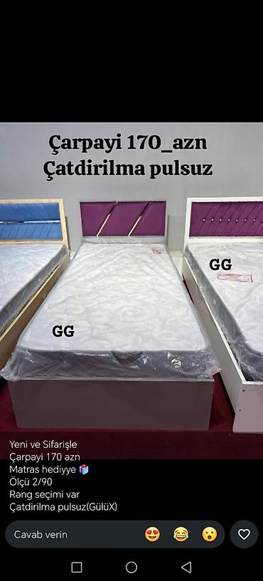 Ev üçün mebel: Çarpayı – tək nəfərlik model - Qiymət: 170 AZN (şəkildə göstərildiyi — 4