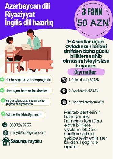 Digər kurslar: Məktəbəqədər və ibtidai sinif hazırlığı, Azərbaycan dili, Onlayn