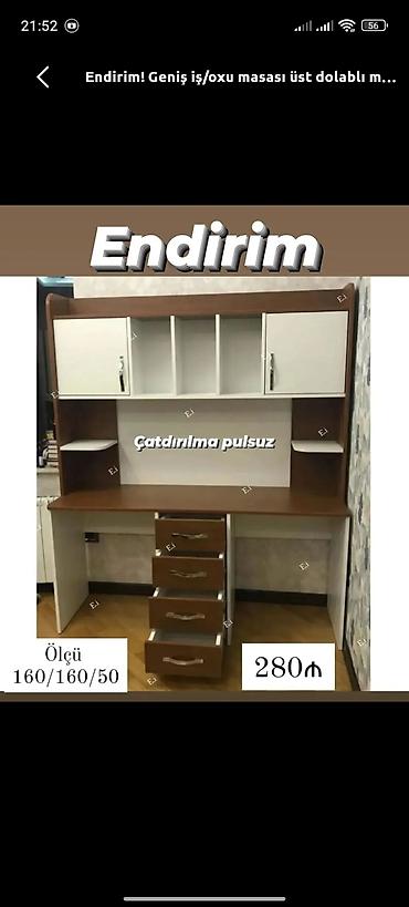 divar şkafı: Geniş iş/oxu masaları – üst dolablı modellər Model 1: - Rəng — 1