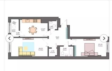 ищу квартира тунгуч: 2 комнаты, 67 м², Элитка, 6 этаж, Дизайнерский ремонт