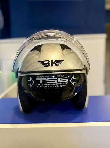 moto mator: BK motosiklet dəbilqəsi – gümüşü rəng, açıq (open-face) tip — 2