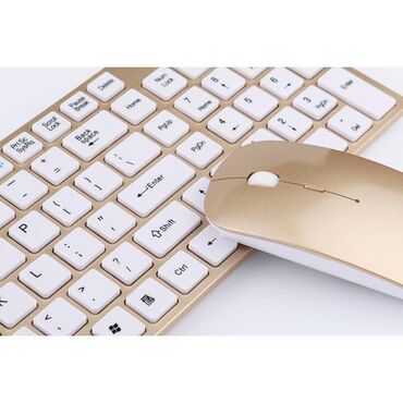 беспроводную клавиатуру: Беспроводная клавиатура и мышь в белом цвете Объем упаковки: 750 Вес
