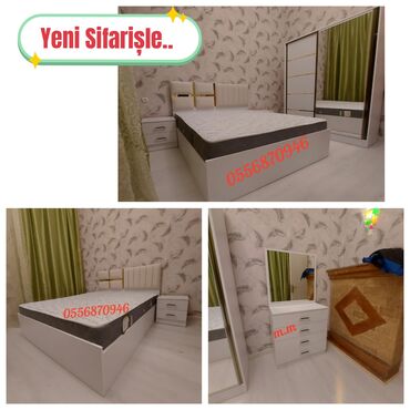 Yataq otağı dəstləri: İkinəfərlik çarpayı, Dolab, Termo, 2 tumba, Azərbaycan, Yeni — 15