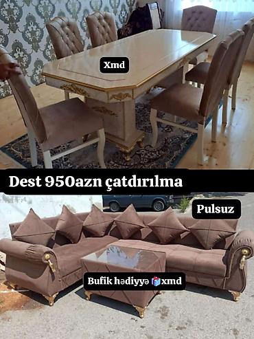 Mebel dəsti – yemək masası və künc divan komplekti - Yemək dəsti