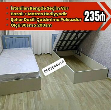 Çarpayılar: Yeni, Təknəfərlik çarpayı, Bazasız, Matras ilə, Siyirməsiz, Azərbaycan — 3