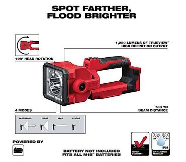 лобный фонарь: Мощный фонарь Milmaukee Search Light for Milwaukee 2354-20 M18 18V LED — 2