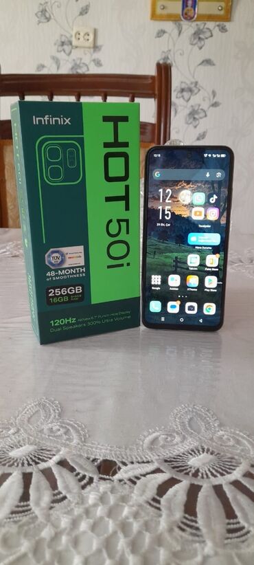 note 11 s: Infinix HOT 50i, 256 GB, rəng - Gümüşü, Sensor, Sənədlərlə