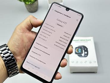Мобильные телефоны и аксессуары: Samsung Galaxy A22, Б/у, 128 ГБ, цвет - Фиолетовый, 2 SIM — 4