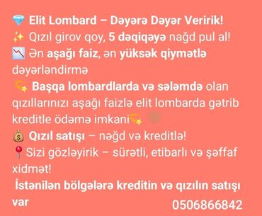 Разработка сайтов и продвижение в интернете: Elit Lombard, müştərilərə etibarlı və şəffaf xidmət təklif edir. Qızıl