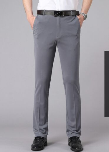 Брюки: Летние тонкие эластичные мужские офисные брюки. Размер 36. Фабричный