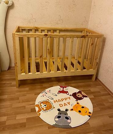 beshik: Taxta beşik/uşaq çarpayısı - Material: tam ağac (təbii ağac ш yığma) — 1