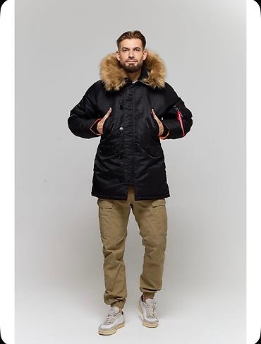 Личные вещи: Мужская парка Alpha Industries с меховым капюшоном. - Цвет: чёрный с — 10