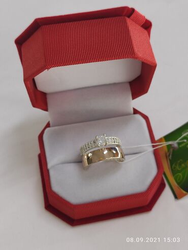 кольцо оптом: Кольцо 2в1 Серебро пробы 925 Напыление золотом Камни фианиты Размеры