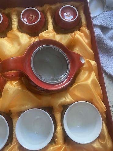 caydan caynik desti: Çay dəsti, rəng - Qırmızı, Keramika, 6 nəfərlik — 5