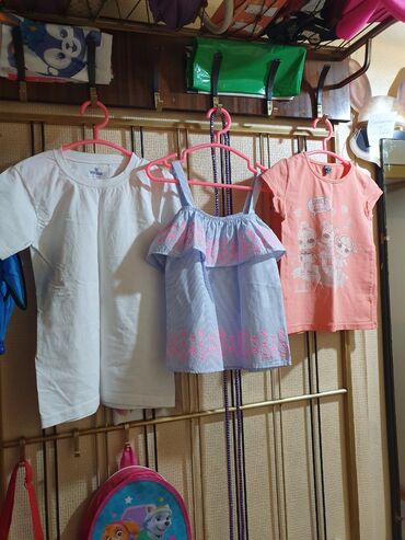 летняя рубашка: Детский топ, рубашка, цвет - Розовый, Б/у