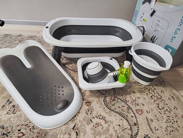 ванночки для малышей: Набор для купания малыша INING BABY – Foldable Bath Tub Set (цвет