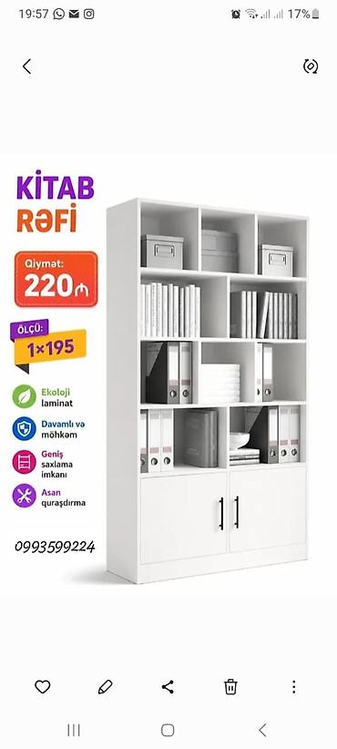 Məhsul: Kitab rəfi - Ölçü: 1×195 (şəkildə göstərildiyi kimi) -